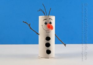 Muñeco nieve Olaf de rollo de cartón.