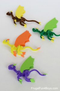 Cuatro dragones de limpiapipas